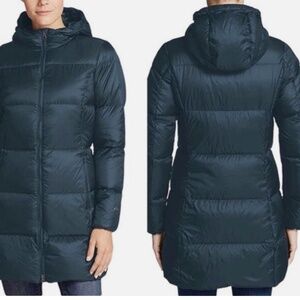Eddie Bauer Luna Peak Water Resistant Down Parka Women's Small Peacock Blue